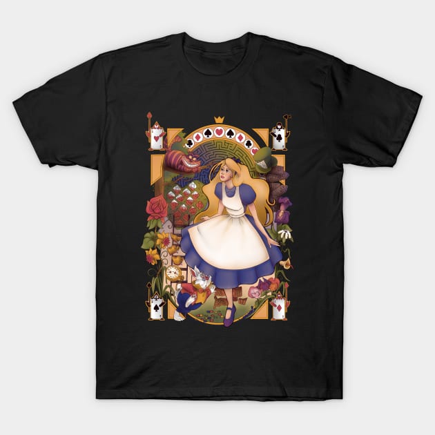 Wonderland Nouveau T-Shirt by NakaCooper